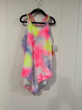 The Children's Place Neon Peony Tie-Dye Swimsuit in Pink, Yellow and Lavender